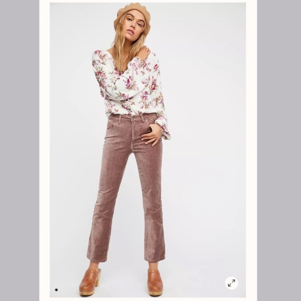 Free People Velvet High Rise Crop Flare Jeans Size 24